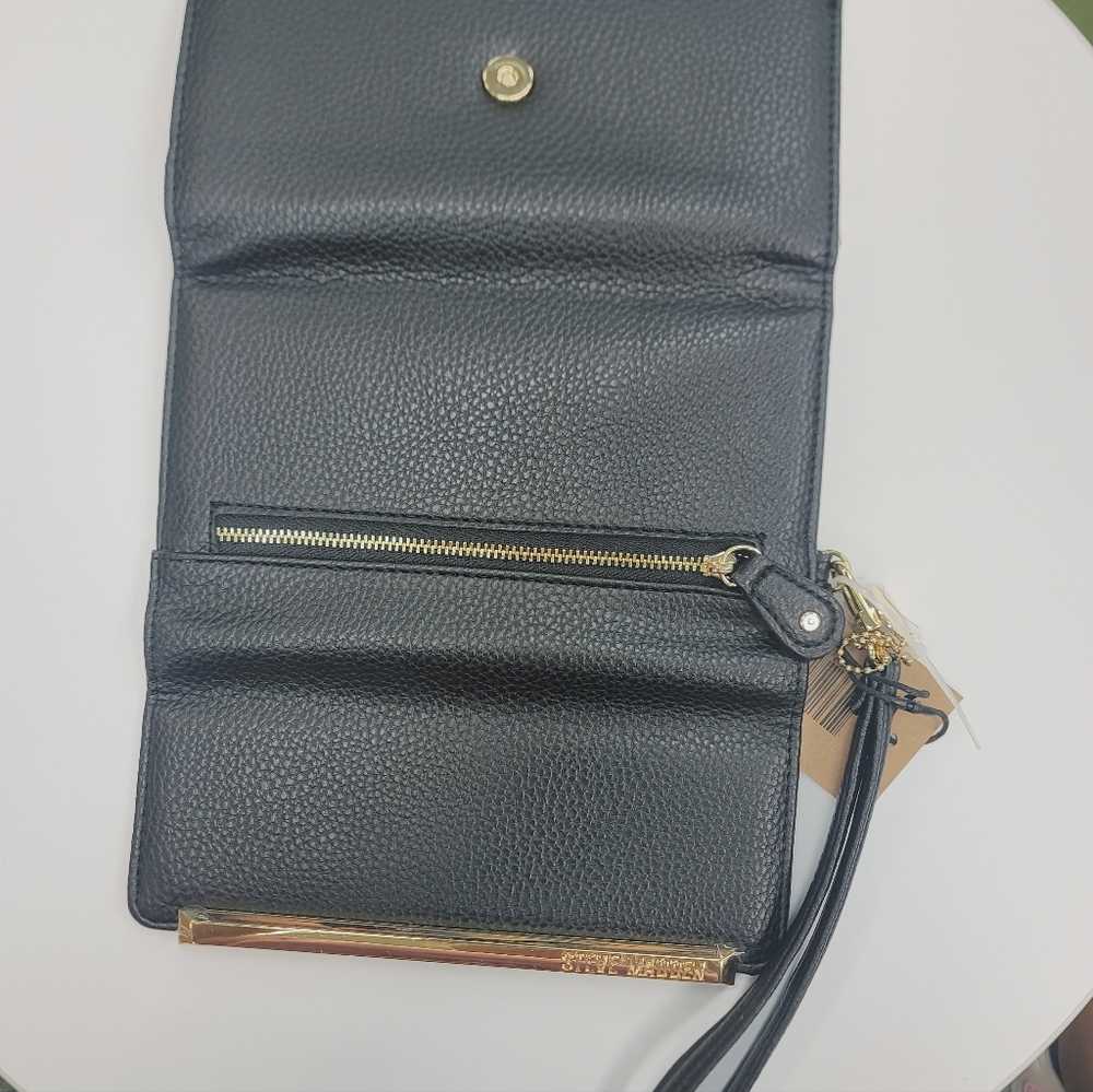 BRAND NEW Steve Madden Black and Gold Trifold Wallet - Picture 4 of 5